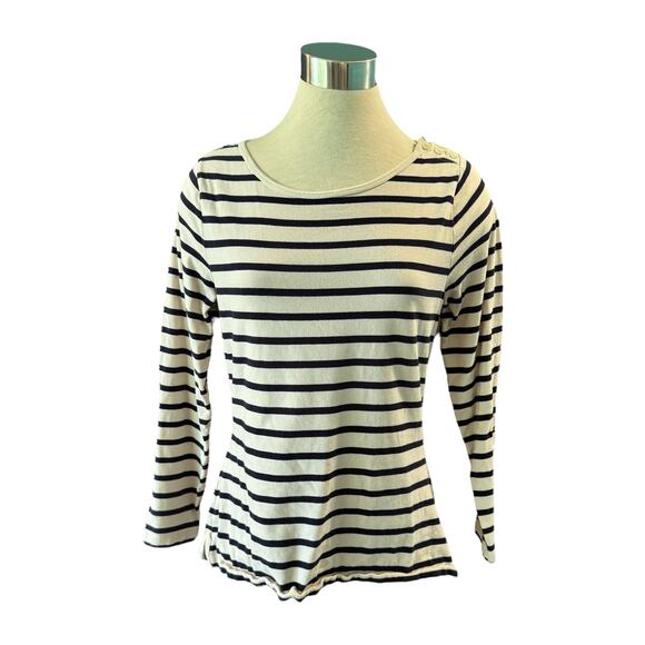 Boden 10 Navy & Cream Striped Long Sleeve Tee - Picture 1 of 8
